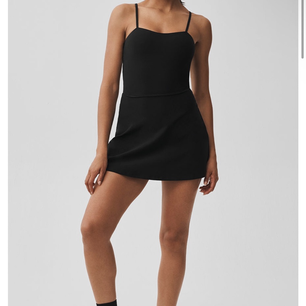 ALO Yoga Black AloSoft Courtside Tennis Dress
